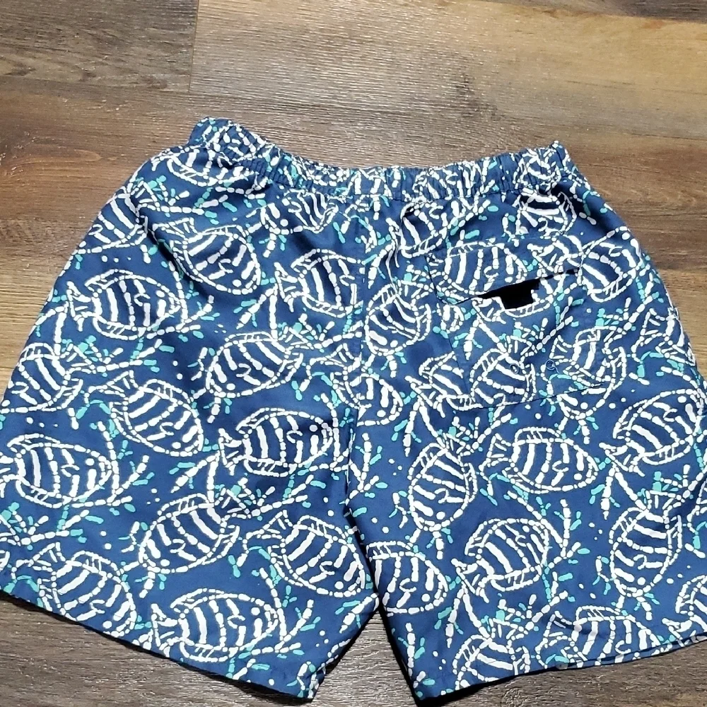 Vineyard Vines Blue and White Fish Pattern Swim Trunks